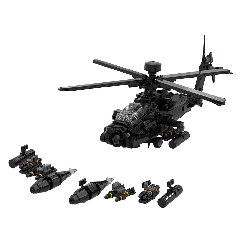 Aetheria Military Helicopter Building Bricks, AH64E WW2 Military Army Airplane, MOC Air-Force Aircraft Build Blocks Construction for Adult Collectors & Enthusiasts - 1191 Pieces