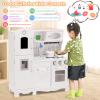 GLACER Kids Kitchen Playset w/Telephone, Wooden Montessori Pretend Play Toys w/Light & Sound, Microwave, Ice Maker, Oven, Sink & Faucet, Cooking Accessories, ASTM Certified Play Kitchen for Toddlers view 4