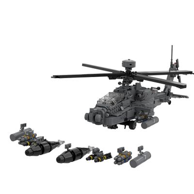 Aetheria Military Helicopter Building Bricks, AH64E WW2 Military Army Airplane, MOC Air-Force Aircraft Build Blocks Construction for Adult Collectors & Enthusiasts - 1205 Pieces
