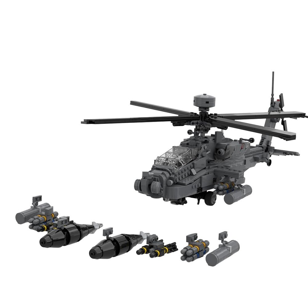 Aetheria Military Helicopter Building Bricks, AH64E WW2 Military Army Airplane, MOC Air-Force Aircraft Build Blocks Construction for Adult Collectors & Enthusiasts - 1205 Pieces