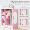 TOLEAD Kids Vanity with Lights & Open Bookshelf, Kids Closet with Jewelry Cabinet & Full-Length Mirror, Toddler Vanity Table with Storage Cabinet, Kids Armoires Storage Closet for Little Girls, Pink view 4