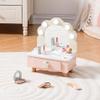 ROBOTIME Toddler Vanity Makeup Table Toy with Mirror & Light, Wooden Kids Makeup Vanity Set, Dressing Table with Accessories and Lights, Pretend Makeup Set for Little Girls view 1