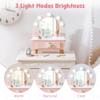ROBOTIME Toddler Vanity Makeup Table Toy with Mirror & Light, Wooden Kids Makeup Vanity Set, Dressing Table with Accessories and Lights, Pretend Makeup Set for Little Girls view 3
