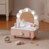 ROBOTIME Toddler Vanity Makeup Table Toy with Mirror & Light, Wooden Kids Makeup Vanity Set, Dressing Table with Accessories and Lights, Pretend Makeup Set for Little Girls view 4
