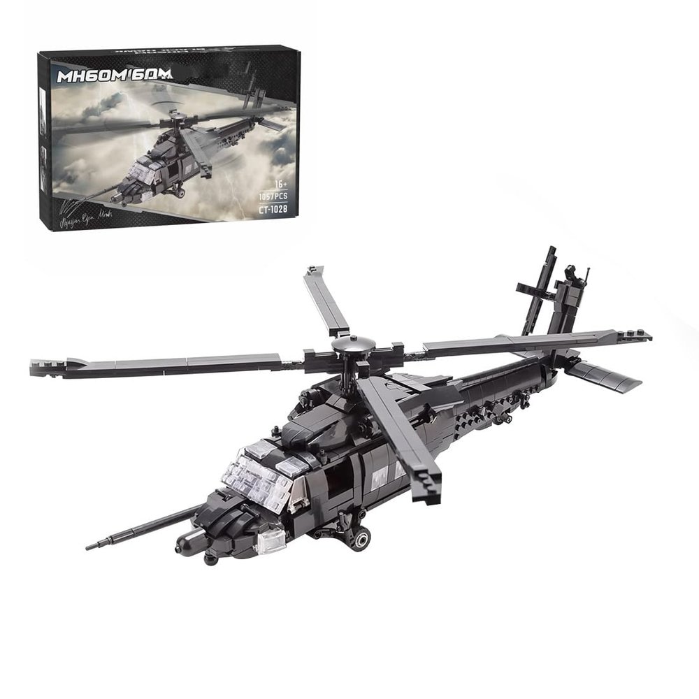Aetheria Military Helicopter Building Bricks, MH60M WW2 Military Army Airplane, MOC Air-Force Aircraft Build Blocks Construction for Adult Collectors & Enthusiasts - 1057 Pieces