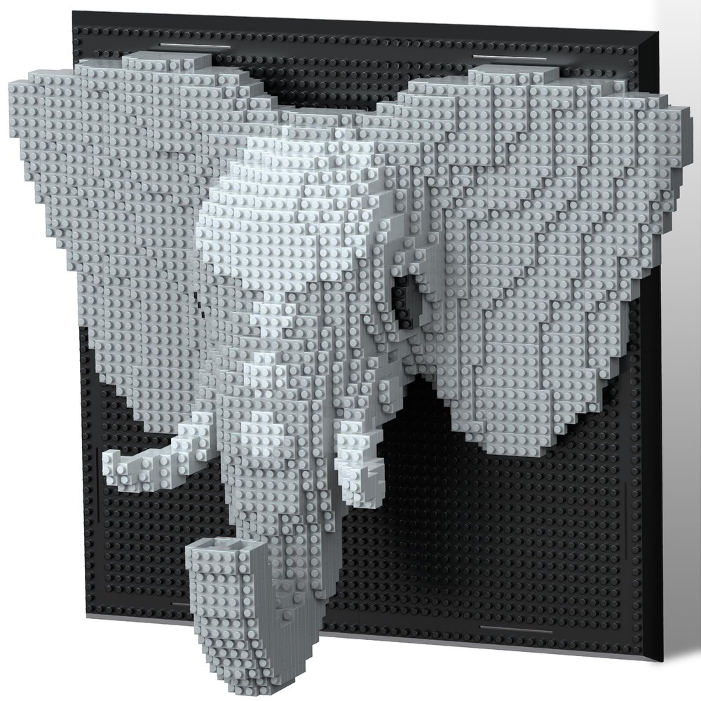 3D Wall Art Elephant Building Block Sets - Cute Animal Micro Mini Building Bricks Kit Creative Ideals Toy for Adult, Collectible Architecture Decoration, Party Favor for 14+ Adult, 1625PCS (Elephant)
