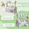 GLACER 2-in-1 Play Kitchen, Double-Sided Pretend Play Toys - Cooking Sets & Coffee Table w/Kitchen Accessories, Microwave, Oven, Stove, Sink, Kids Kitchen Playset for Toddlers, Boys & Girls Aged 3+ view 2