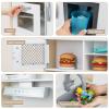GLACER Kids Kitchen Playset, Wooden Pretend Play Toy Kitchen Set with Range Hood, Ice Maker, Microwave, Oven, Sink, Accessories, Storage, Play Kitchen for Toddlers, Gift for Boys Girls (White) view 3
