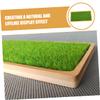 Alipis Artificial Grass Display Stand Bamboo Tray Base Figures Models and Dolls Secure Antislip Organizer Tray for Home Decor and Jewelry Showcase view 3