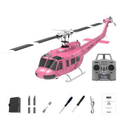 C032 UH-1 RC Helicopter  6CH 6-Axis Gyro TOF Laser Radar Optical Flow Positioning Aerobatic Stunt Drone for Adults & Advanced Flyers (Pink)
