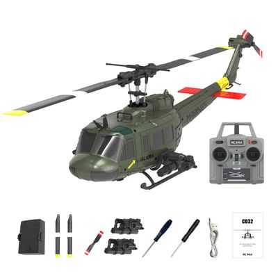 C032 UH-1 RC Helicopter  6CH 6-Axis Gyro TOF Laser Radar Optical Flow Positioning Aerobatic Stunt Drone for Adults & Advanced Flyers (Military Green)