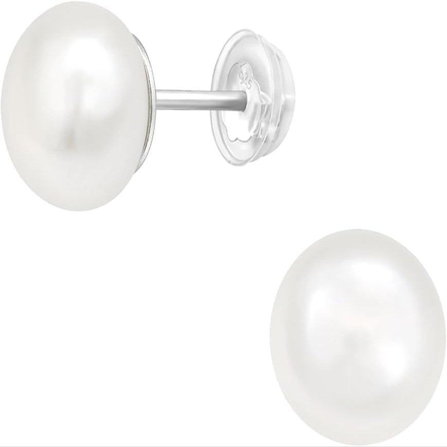 Charmed Owl 925 Sterling Silver Children's 7mm Freshwater Pearl Stud Earrings