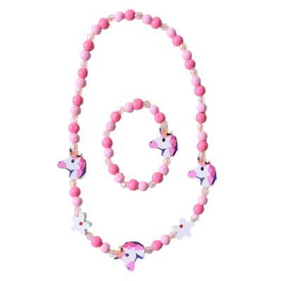 BESPORTBLE 2pcs Little Boys and Girls Unicorn Necklace Bracelet Set Girls Beaded Jewelry Fashionable Diy Accessory for Dress up