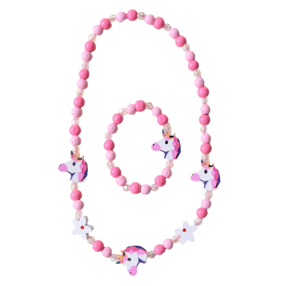 BESPORTBLE 2pcs Little Boys and Girls Unicorn Necklace Bracelet Set Girls Beaded Jewelry Fashionable Diy Accessory for Dress up