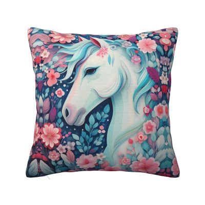 SSIULUS Paper-Cut Style Unicorn Double Sided Plush Pillowcase Decorative Sofa Pillow Cover, Print for Elegant Home Dcor