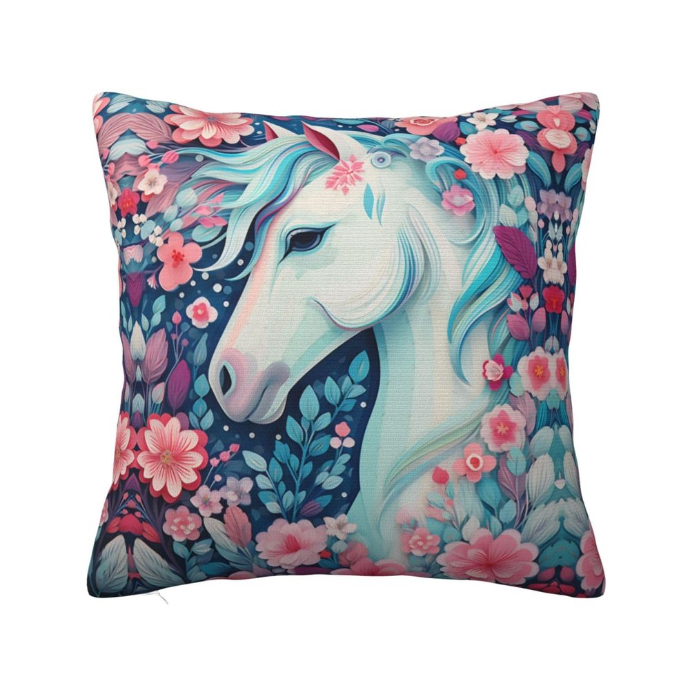 SSIULUS Paper-Cut Style Unicorn Double Sided Plush Pillowcase Decorative Sofa Pillow Cover, Print for Elegant Home Dcor