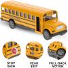 12 Pack: Diecast Yellow School Bus Model Toy, 5" Pullback Die Cast Metal Classic Long Nose Vehicles for Kids with Rubber Tires and Opening Doors - Bulk Party Favors, Supplies view 4