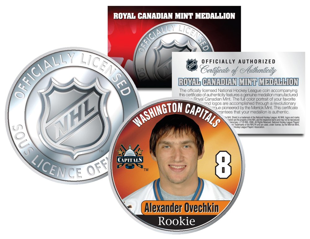 2005-06 Alexander Ovechkin #8 Washington Rookie Medallion Hockey Coin - Officially Licensed