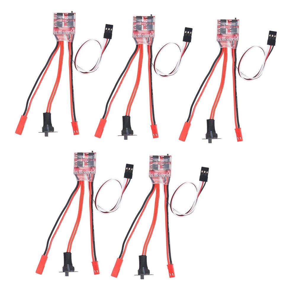30A Brushed ESC Motor,5Pcs JST Interface Micro 30A Brushed Electronic Speed Controller with Brake Dual Way for 130 180 260 Motor 1/16 1/24 1/18 Car Model