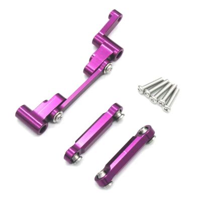 Compatible with MJX 14303 14301 14302 4WD 1/14 Remote Control Car Metal Upgrade Parts Steering Assembly Steering Rod RC Tie Link Rods(Purple)