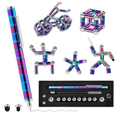 Fidget Pen, Decompression Magnetic Pen, Multifunctional Deformable Writing Pens, Sensory Gadget for Kill Time, Cool Fidget Toy for Stress and Anxiety Relief, Best Novelty Gifts for Teens and Adults