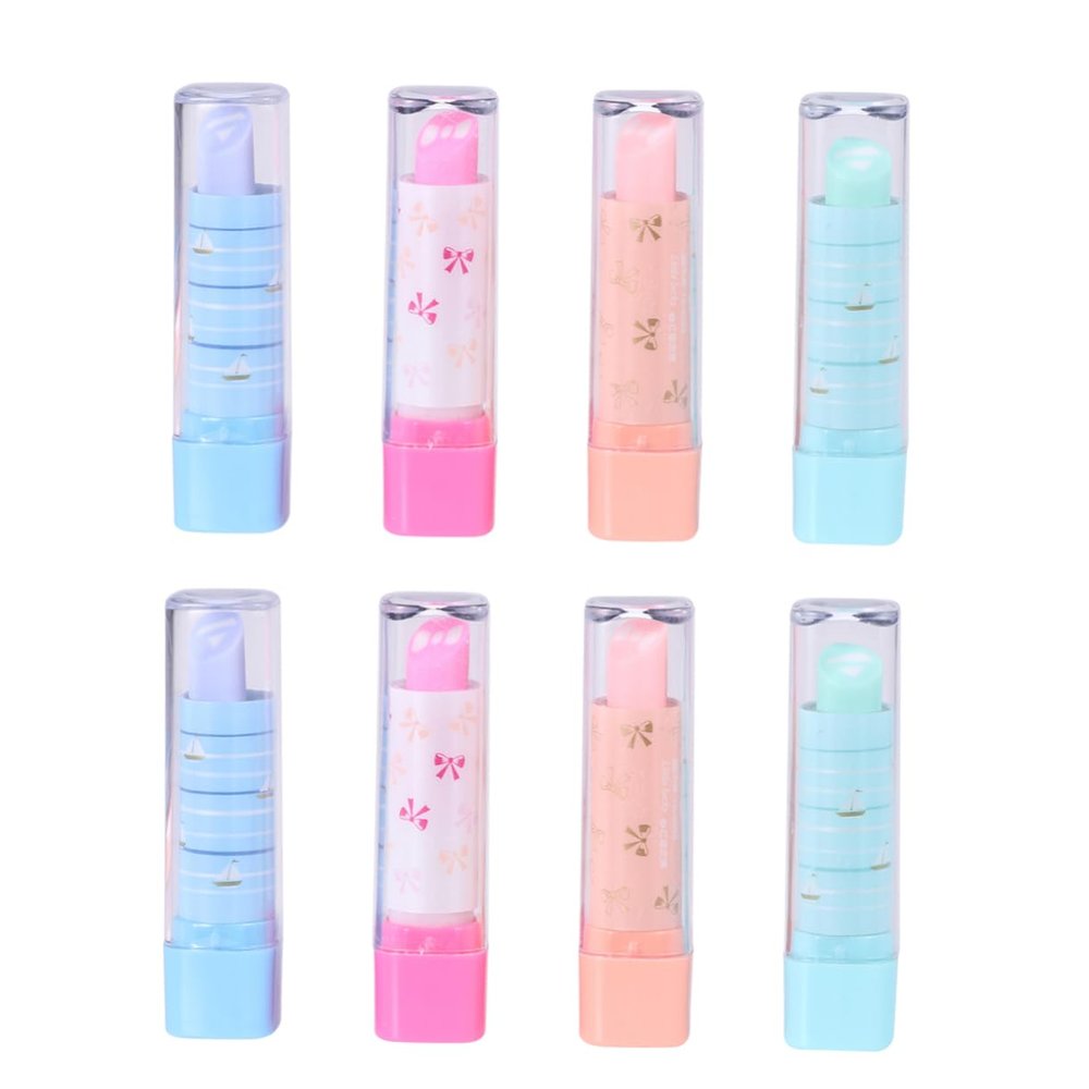 Abaodam 10pcs Lipstick Shaped Pencil Erasers Creative Novelty Erasers for Students Random Styles Fun and Attractive Stationery for Boys and Girls