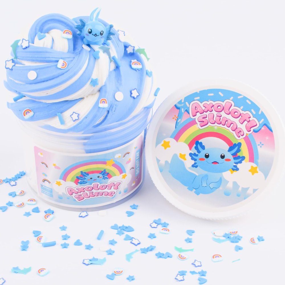 Blue Axolotl Slime, Axolotl Butter Slime Kit, Scented Slime Party Favors for Kids, Super Soft, Non-Sticky, Stretchy, Stress Relief Toy, Birthday Gifts for Boys & Girls