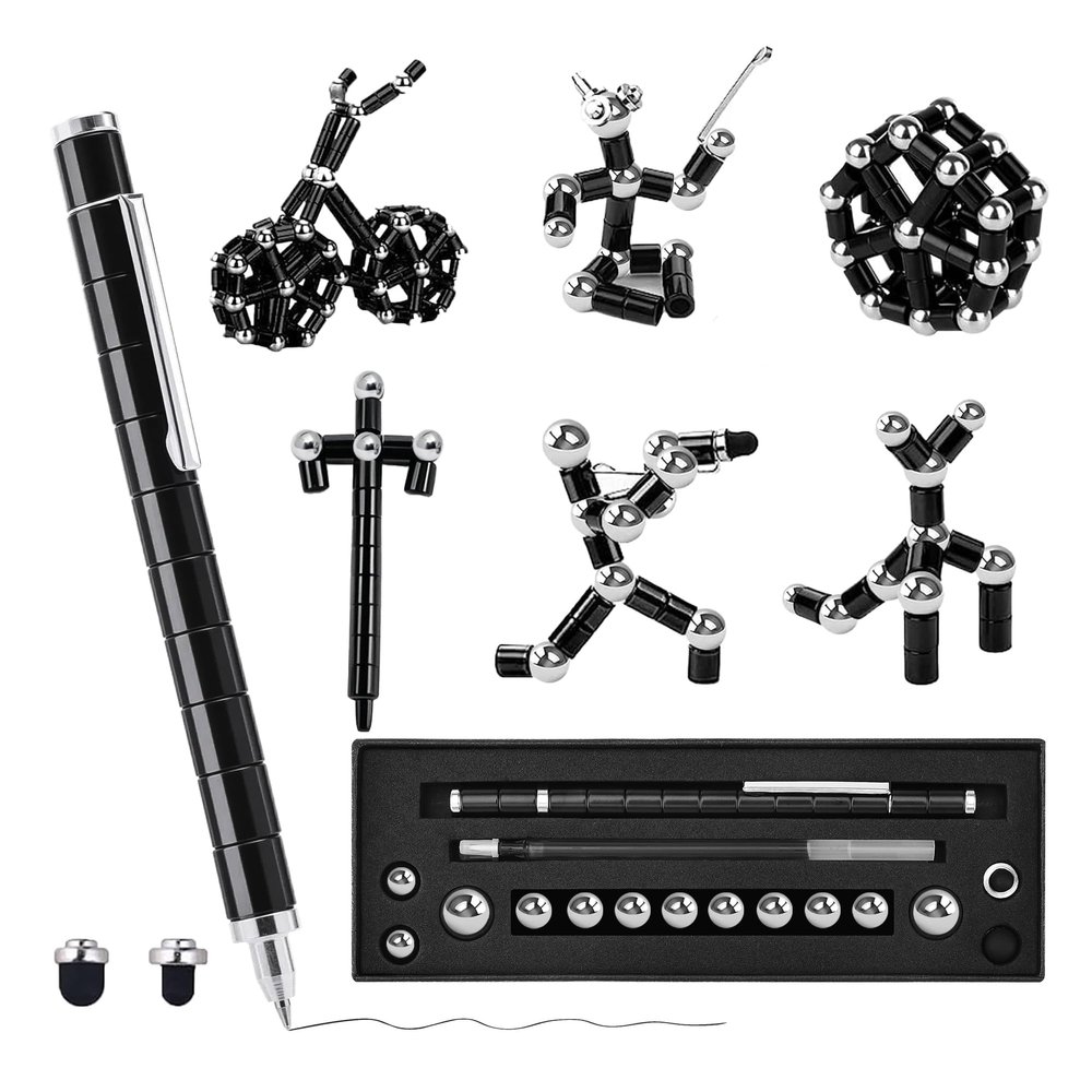 Fidget Pen, Decompression Magnetic Pen, Multifunctional Deformable Writing Pens, Sensory Gadget for Kill Time, Cool Fidget Toy for Stress and Anxiety Relief, Best Novelty Gifts for Teens and Adults