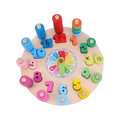 Milisten 1Set Colorful Wooden Educational Clock for Early Learning Multi Function Rainbow Clock for Boys and Ages