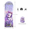 UEVBF Cute Unicorn Lavender Printed Sleeping Bag for Kids Girls,Lightweight Waterproof Sleeping Bag for Outdoor Hiking Camping Gear. view 4