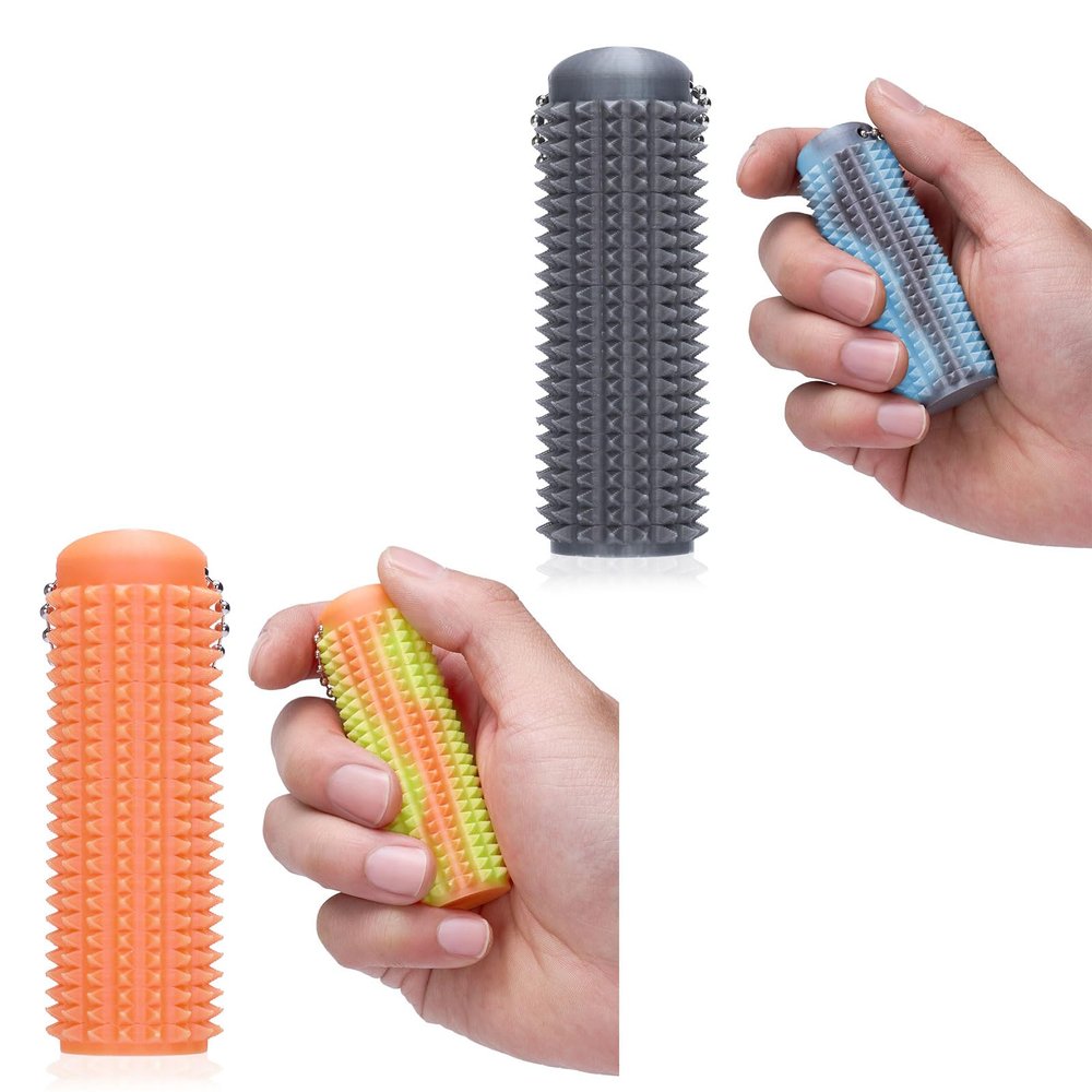 2PCS Little Ouchies Fidget Keychain for Adults,Spiky Grippie Stim Toy | Pain Relief & Anxiety Stress Relief |Tactile Fidget for ADHD,Focus & Venting | Color-Changing (30C) & Glow in Dark