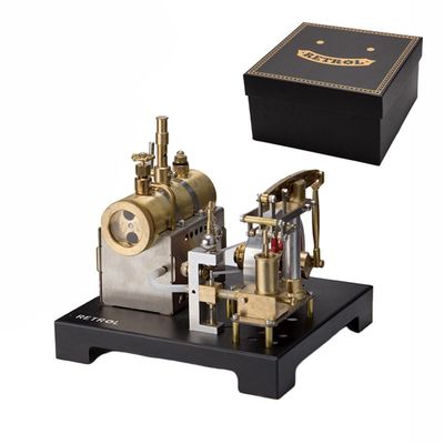iREOGAME Full Metal Stationary Beam Steam Engine Model That Works, Retrol SE-01 Steam Model Kits and Horizontal Boiler, Physical Experiment Tool, 85Pcs