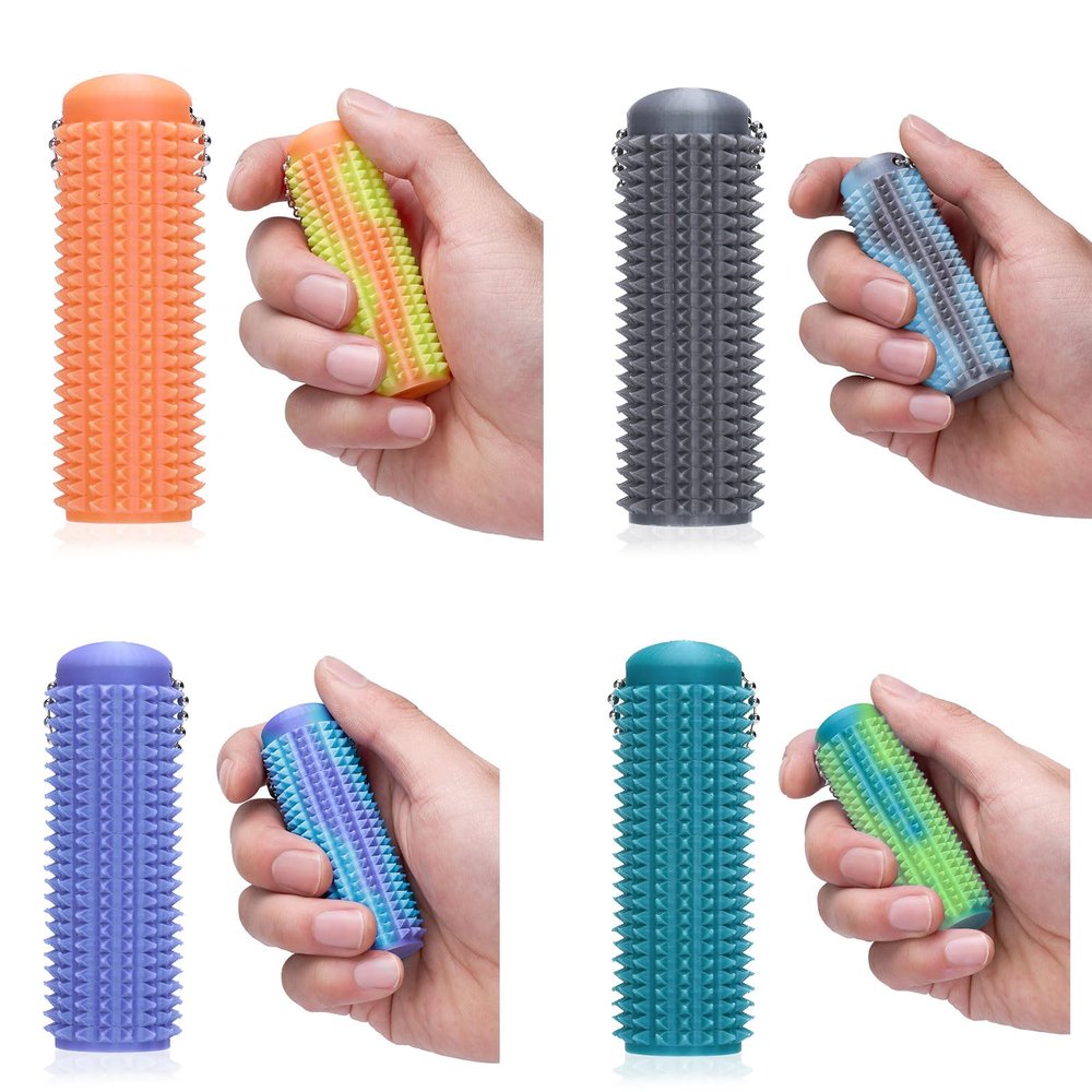 4PCS Little Ouchies Fidget Keychain for Adults,Spiky Grippie Stim Toy | Pain Relief & Anxiety Stress Relief |Tactile Fidget for ADHD,Focus & Venting | Color-Changing (30C) & Glow in Dark