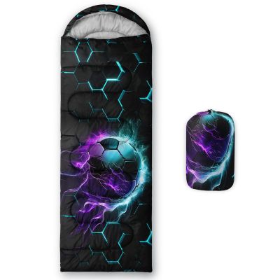UEVBF Boys Honeycomb Football Sleeping Bags for Kids,Lightweight Waterproof Sleeping Bag Cold Weather for Outdoor Hiking Camping Gear.