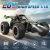 ACAMMZAR Remote Control Car, 1:18 High Speed RC Cars for Kids, 20KM/H Monster RC Truck Off Road with Lights Toys for Boys, Green view 2