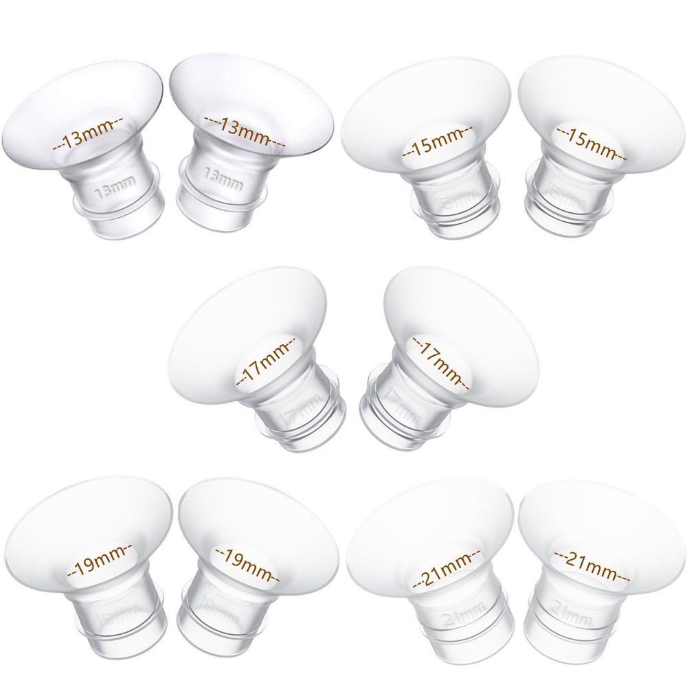 10PCS Flange Insert 13/15/17/19/21mm*2PCS Compatible with Momcozy M5/M6/M9/S12 Pro/S9 Pro/V1 Pro/V2 pro, Spectra/Medela/Elvie/NCVI/TSRETE/eufy/Lansinoh/Paruu/MomMed Breast Pump 24mm Shields/Flanges