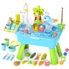4-in-1 Electric Water Table Toy for Toddlers 1-3,Kitchen Play Sink Toys with Running Water for Kid with Water Pump,Animals, Food, Tableware,Pretend Role Birthday Toy for Boy and Girl view 1