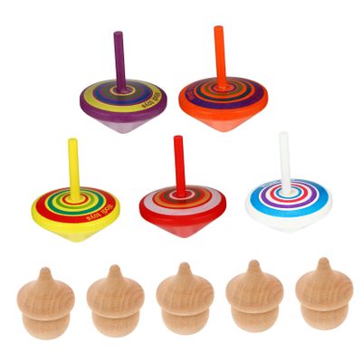 SUPVOX 10pcs Wooden Pinecone Spinning Top Toy for Toddlers Boys and Girls Funny Boy Girl Toy Smooth Surface and Design Random Color