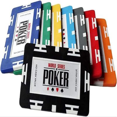 30g Casino Poker Chips Set, 25PCS ABS Rectangular Texas Hold'em Chips for Blackjack, Professional Poker Game - Gray Color