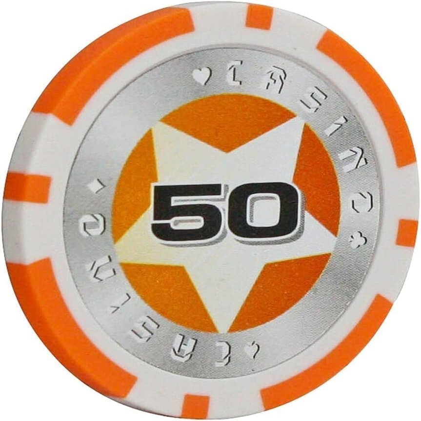 100 Piece Casino Chips Monte Carlo, Laser Metal Core 14g Texas Hold'em Blackjack Poker Chips, for Counting & Math Learning (Size: $50)
