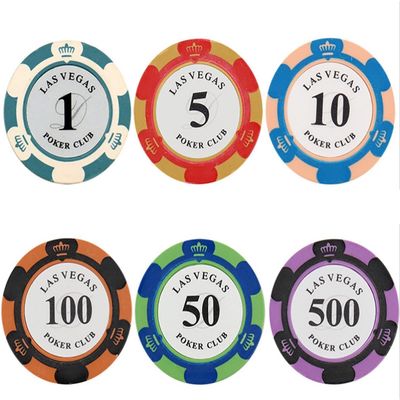 50PCS Poker Chips Set, Casino Games Chips with Clay Iron Core 14g, Texas Hold'em & Blackjack, Monte Carlo Style (Color: 50pcs, Size: $5)