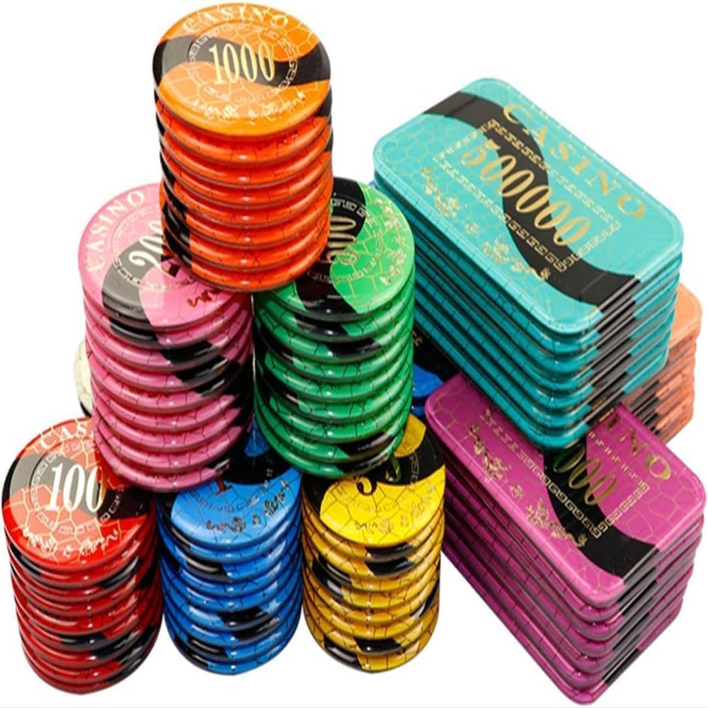 25PCS Monte Carlo Poker Chips Set, Casino Grade Crystal Chips for Texas Hold'em, Blackjack & Card Games, 11.5g Heavy Duty, $5000 Value