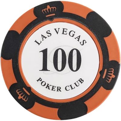 14g Poker Chips Set, 50PCS Counting Game Chips, Texas Hold'em Casino Style with Crown LAS Vegas Design, Clay & Metal Inlay, for Gambling & Card Games