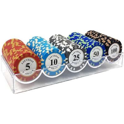 14g Casino Poker Chips Set, 100PCS Clay Metalcore Texas Hold'em & Blackjack Chips with Monte Carlo Acrylic Case