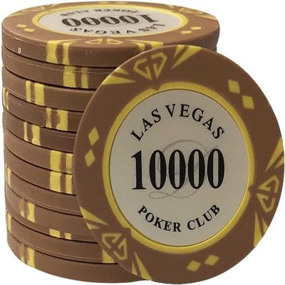 14g Poker Chips Set, 25PCS Las Vegas Clay Chips with Dealer Button for Texas Hold'em, Blackjack, Casino Games at Home ($10000 Denomination)