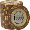 14g Poker Chips Set, 25PCS Las Vegas Clay Chips with Dealer Button for Texas Hold'em, Blackjack, Casino Games at Home ($10000 Denomination) view 1