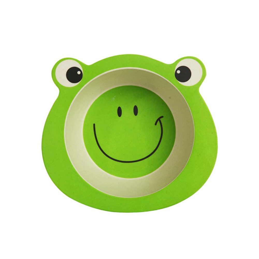 ABOOFAN Unbreakable Dinnerware Toddler Plates Bowls Set Kids Bowl Bamboo Fiber Frog Theme