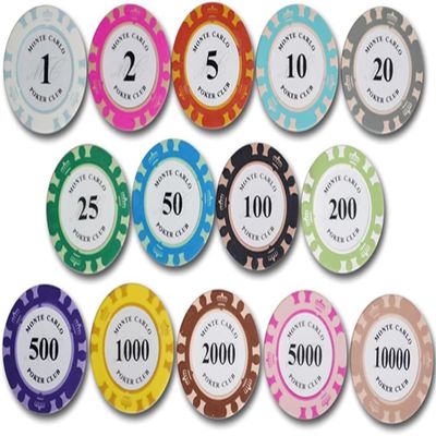 50 PCS Poker Chips Set, 14g Monaco Casino Clay Chips for Texas Hold'em & Blackjack with Acrylic Storage Case  $1000 Denomination