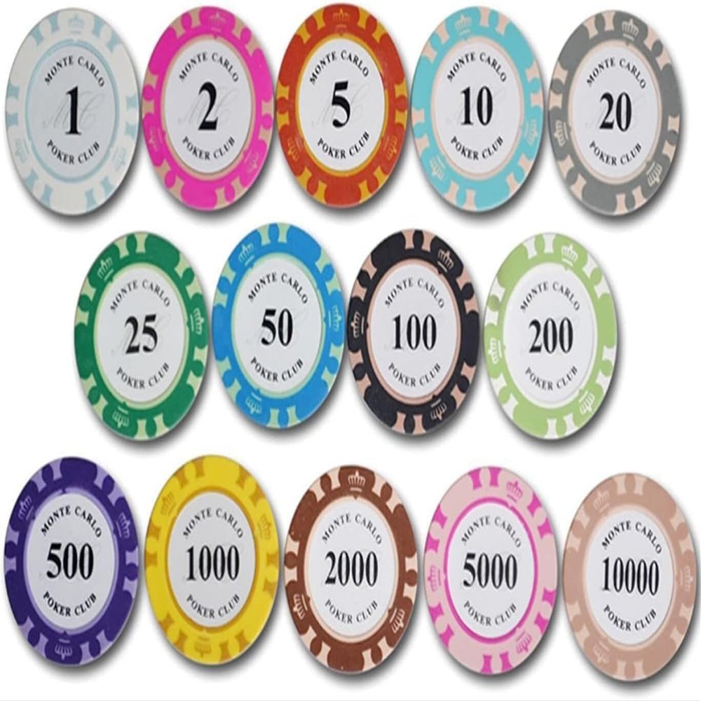 50 PCS Poker Chips Set, 14g Monaco Casino Clay Chips for Texas Hold'em & Blackjack with Acrylic Storage Case  $1000 Denomination