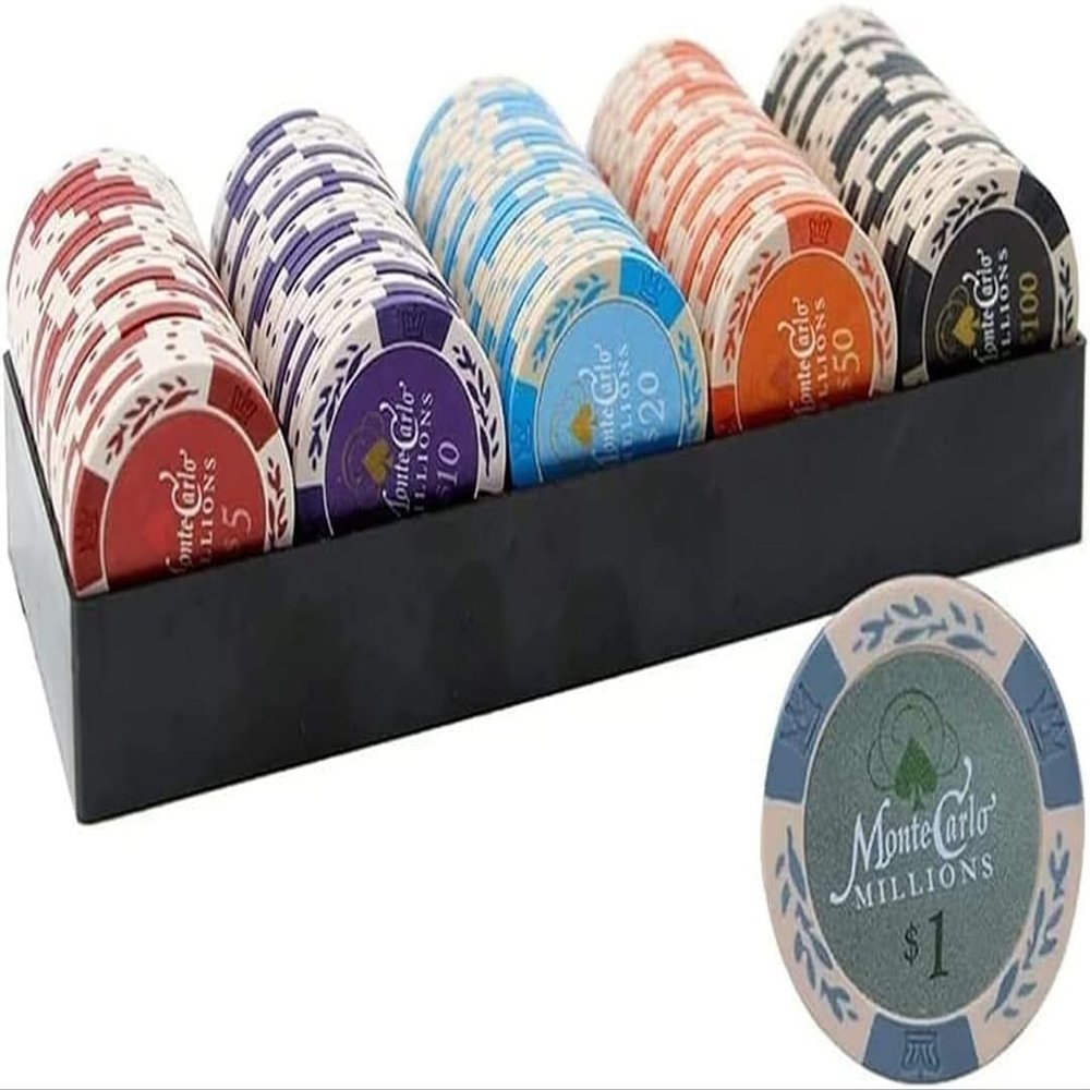 100PCS 14g Poker Chips Set, Casino Tokens for Texas Hold'em, Blackjack & Educational Learning, Monte Carlo Las Vegas Style (Milky White Wheat E)